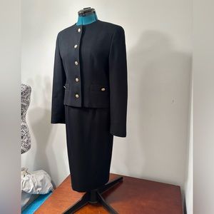 Gail Gordon Collection Women’s Black 100% Wool Lined Skirt Jacket Suit Size 6